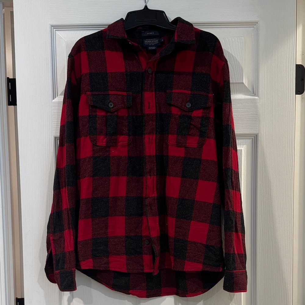 Pendleton Red and Black Plaid Casual Flannel Shirt
